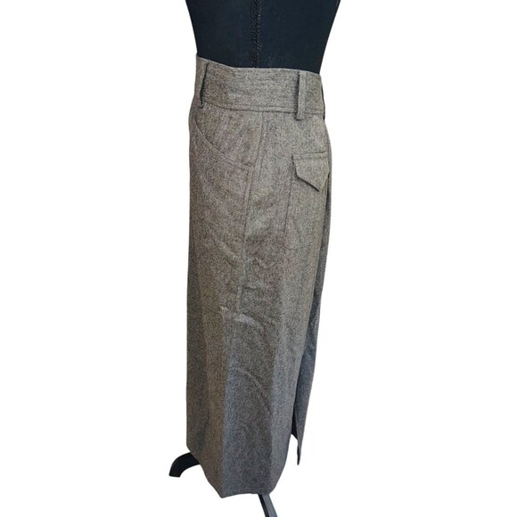 Polo Sport Ralph Lauren Gray Wool Cashmere Maxi Skirt Preppy Academic Sustainabl - Picture 2 of 9